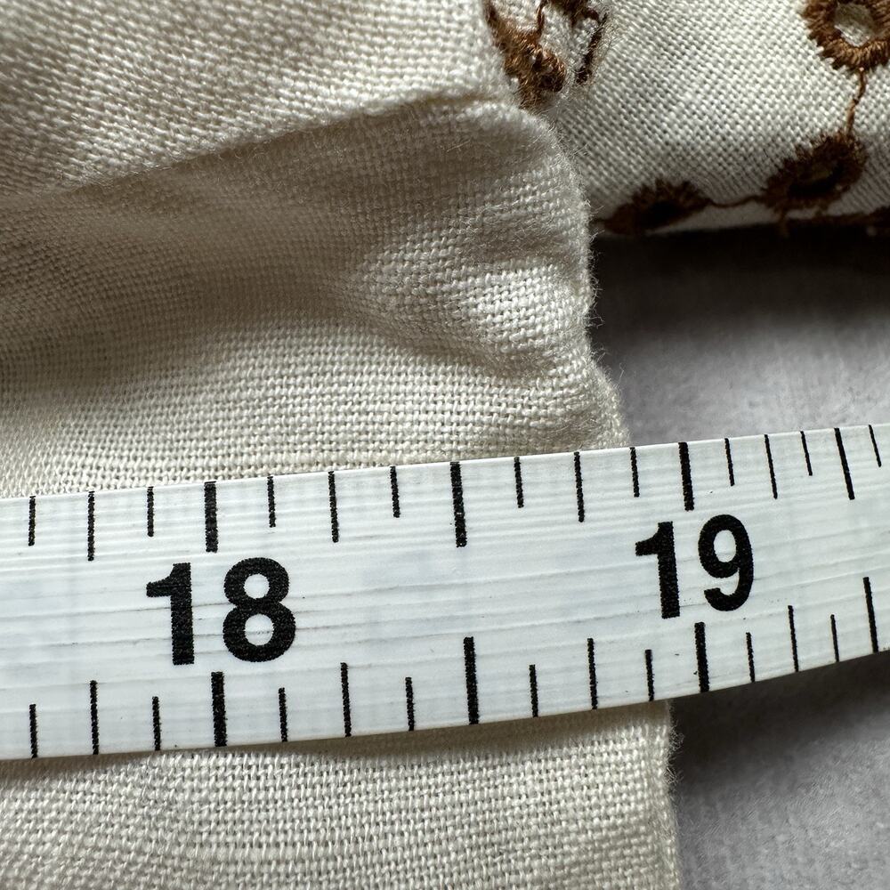 Sezane Waverly Blouse NWT Beige Brown Embroidered Linen Cotton Lace Trim 36 US 4 - Picture 12 of 16